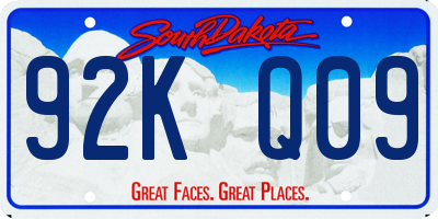 SD license plate 92KQ09