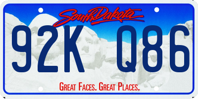 SD license plate 92KQ86