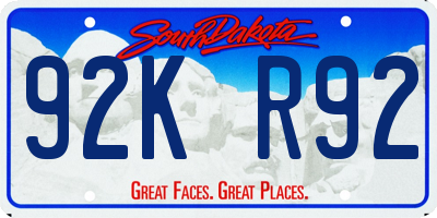 SD license plate 92KR92
