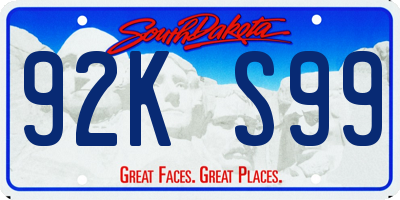 SD license plate 92KS99
