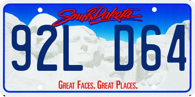 SD license plate 92LD64