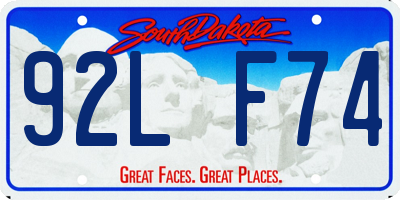 SD license plate 92LF74