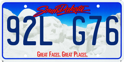 SD license plate 92LG76