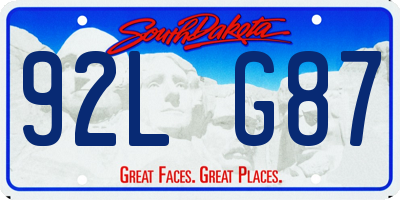 SD license plate 92LG87