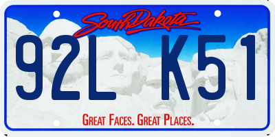 SD license plate 92LK51