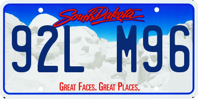 SD license plate 92LM96