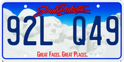 SD license plate 92LQ49