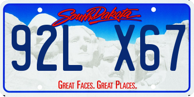 SD license plate 92LX67