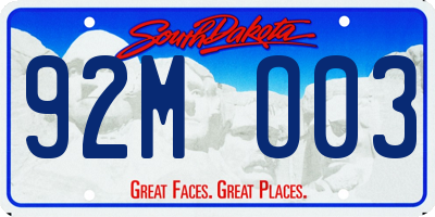 SD license plate 92MO03