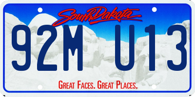 SD license plate 92MU13