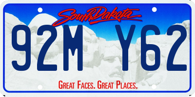 SD license plate 92MY62