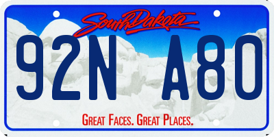 SD license plate 92NA80