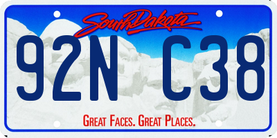SD license plate 92NC38