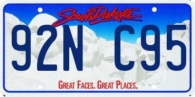 SD license plate 92NC95