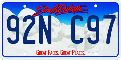 SD license plate 92NC97