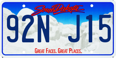 SD license plate 92NJ15