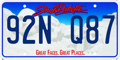 SD license plate 92NQ87