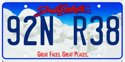 SD license plate 92NR38