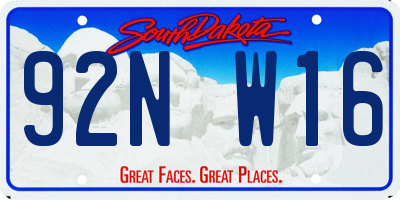 SD license plate 92NW16