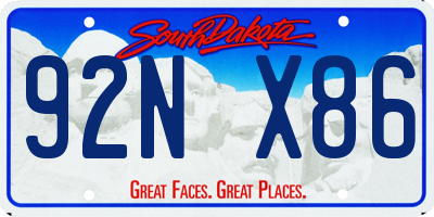 SD license plate 92NX86
