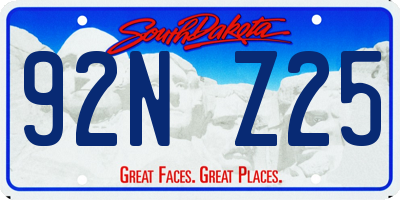 SD license plate 92NZ25