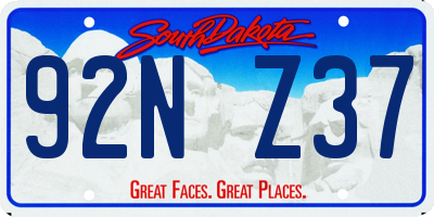 SD license plate 92NZ37