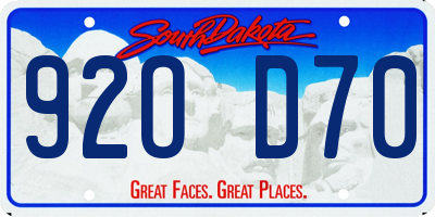 SD license plate 92OD70