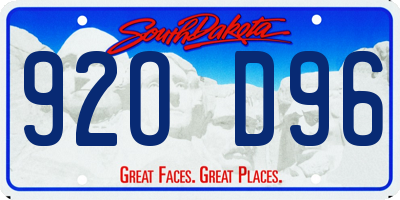 SD license plate 92OD96