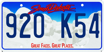 SD license plate 92OK54