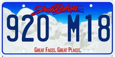 SD license plate 92OM18
