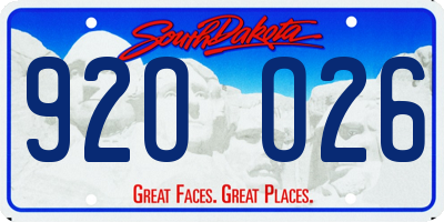 SD license plate 92OO26
