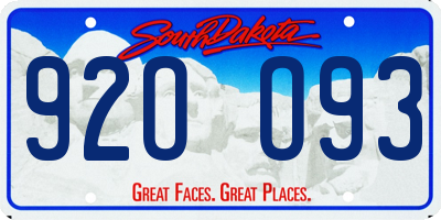 SD license plate 92OO93