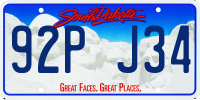SD license plate 92PJ34