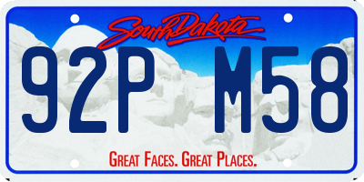 SD license plate 92PM58