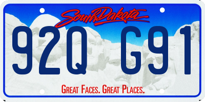 SD license plate 92QG91
