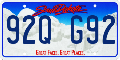 SD license plate 92QG92