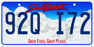 SD license plate 92QI72