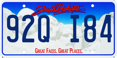 SD license plate 92QI84