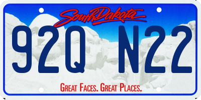 SD license plate 92QN22