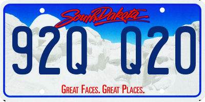 SD license plate 92QQ20