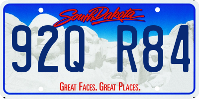 SD license plate 92QR84