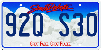 SD license plate 92QS30