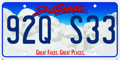 SD license plate 92QS33