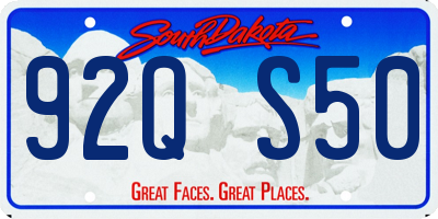 SD license plate 92QS50
