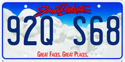 SD license plate 92QS68