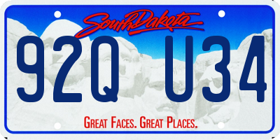 SD license plate 92QU34