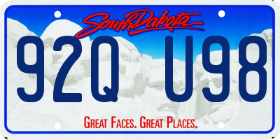 SD license plate 92QU98