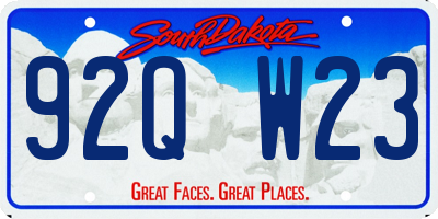 SD license plate 92QW23