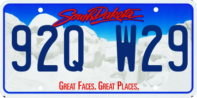 SD license plate 92QW29