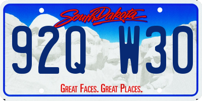 SD license plate 92QW30